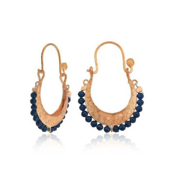Gumush T4594 Lacivert Taşlı Bohem Gümüş Küpe