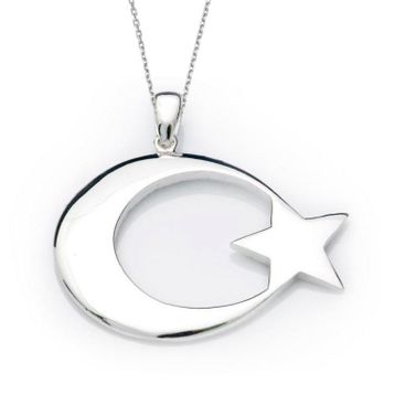 Gumush T4671 Gümüş Ay Yıldız Bayan Kolye