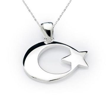 Gumush T4671 Gümüş Ay Yıldız Bayan Kolye