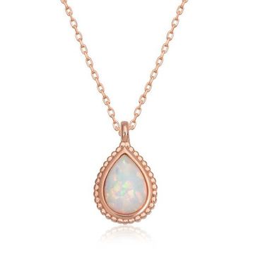 Gumush T6714 Gümüş Damla Beyaz Opal Taşlı Kadın Kolye