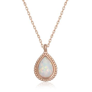 Gumush T6714 Gümüş Damla Beyaz Opal Taşlı Kadın Kolye