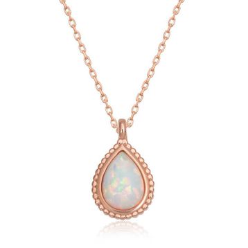 Gumush T6714 Gümüş Damla Beyaz Opal Taşlı Kadın Kolye