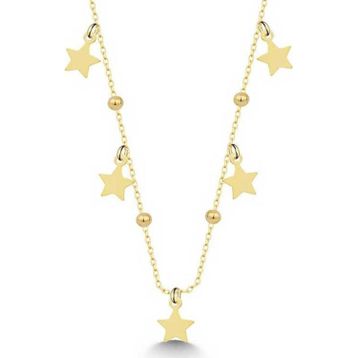 Gumush T7713 Gümüş Gold Yıldızlı Dorika Kadın Kolye