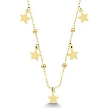 Gumush T7713 Gümüş Gold Yıldızlı Dorika Kadın Kolye