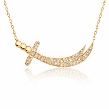 Gumush T7728 Gold Zülfikar Kılıcı Kadın Gümüş Kolye
