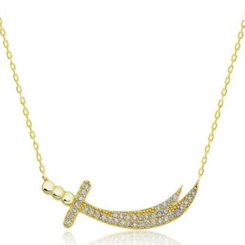 Gumush T7728 Gold Zülfikar Kılıcı Kadın Gümüş Kolye