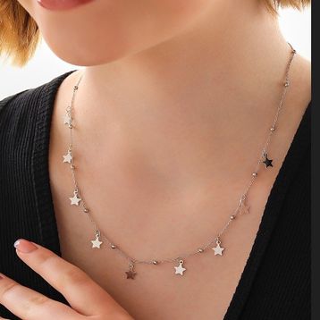 Gumush T7915 Yıldızlı Dorika Kadın Gümüş Kolye