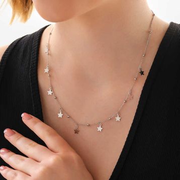 Gumush T7915 Yıldızlı Dorika Kadın Gümüş Kolye