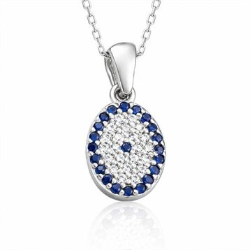 Gumush T7968 Oval Nazar Kadın Gümüş Kolye