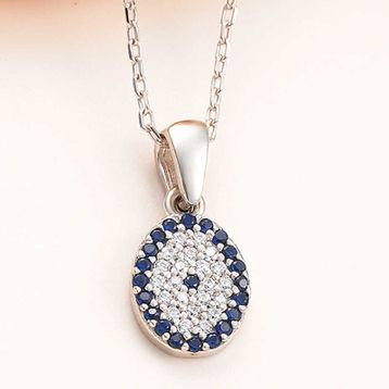 Gumush T7968 Oval Nazar Kadın Gümüş Kolye
