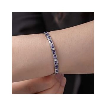 Gumush T8089 Lila Taşlı Su Yolu Kadın Gümüş Bileklik