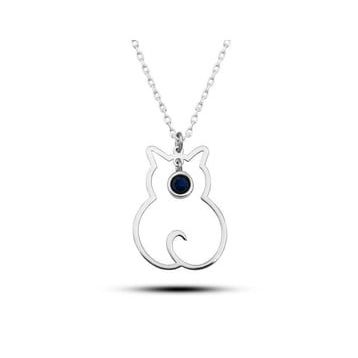 Gumush T8396 Gümüş Eylül Ayı Doğum Taşı Kedi Kadın Kolye