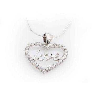 Gumush Taşlı Love Kadın Kolye