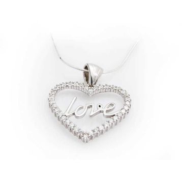 Gumush Taşlı Love Kadın Kolye