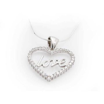 Gumush Taşlı Love Kadın Kolye