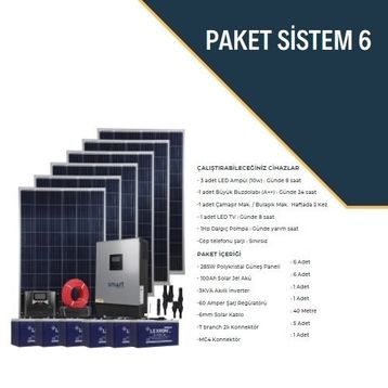 Güneş Enerjisi Bağ Evi Solar Paketi 3Kva İnverter 280W Güneş Paneli