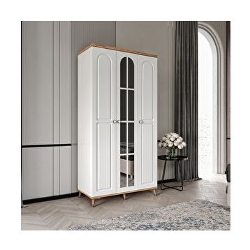 GuneyStore Bohem 3 Kapaklı Aynalı Komple MDF Gardırop