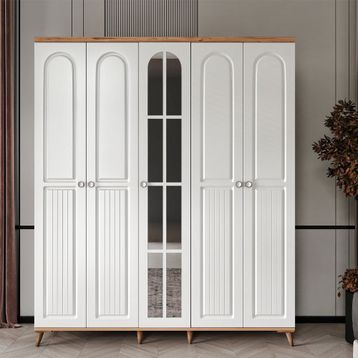 GuneyStore Bohem 5 Kapaklı Aynalı Gardırop