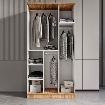GuneyStore Flora 3 Kapaklı Atlantik Çam Beyaz Gardırop