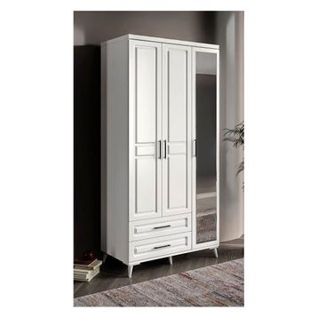 GuneyStore Gözde Aynalı 3 Kapaklı Komple Mdf Beyaz Gardırop