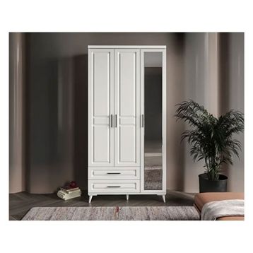 GuneyStore Gözde Aynalı 3 Kapaklı Komple Mdf Beyaz Gardırop