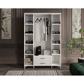GuneyStore Gözde Aynalı 4 Kapaklı Komple Mdf Beyaz Gardırop