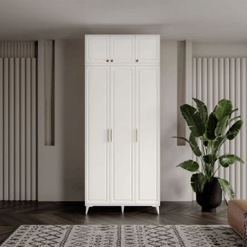 GuneyStore Milas Gold 3 Kapaklı Komple MDF Ayaklı Yüklüklü Gardırop