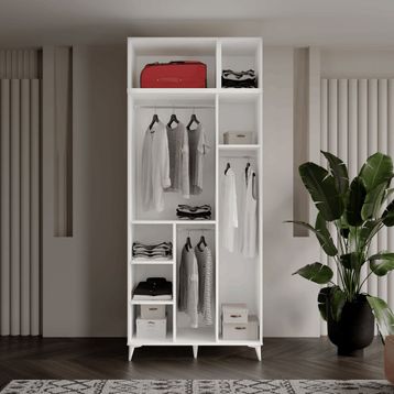 GuneyStore Milas Gold 3 Kapaklı Komple MDF Ayaklı Yüklüklü Gardırop