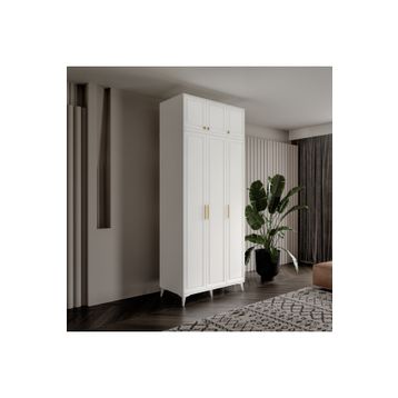 GuneyStore Milas Gold 3 Kapaklı Komple MDF Ayaklı Yüklüklü Gardırop