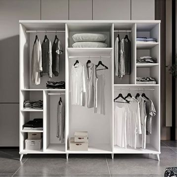 GuneyStore Oslo 6 Kapaklı Aynalı Komple MDF Beyaz Gardırop