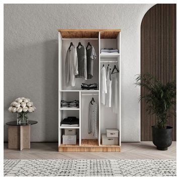 GuneyStore Rosa 3 Kapaklı Atlantik Çam Beyaz Gardırop