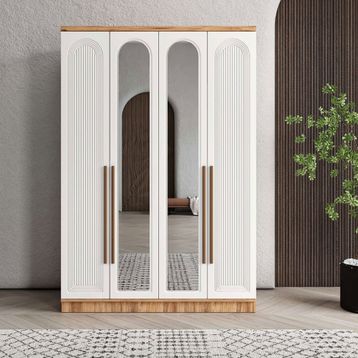 GuneyStore Rosa 4 Kapaklı Aynalı Komple MDF Gardırop
