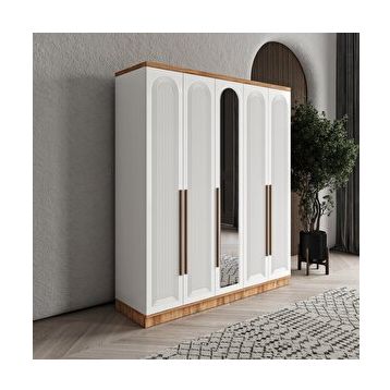 GuneyStore Rosa 5 Kapaklı Komple MDF Aynalı Gardırop