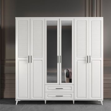 GuneyStore Sanat Aynalı 6 Kapaklı Komple Mdf Gardırop