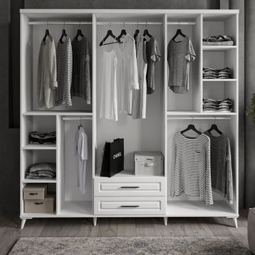 GuneyStore Sanat Aynalı 6 Kapaklı Komple Mdf Gardırop