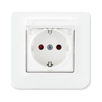 Günsan Elektrik 01379300-100138 Radius Çocuk Korumalı Kapaklı Fildişi Beyazı Topraklı Priz