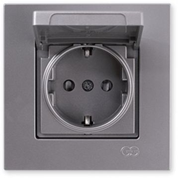 Günsan Elektrik 01401500-100138 Eqona Çocuk Korumalı Kapaklı Gümüş Topraklı Priz