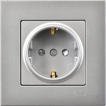 Günsan Elektrik 01401500-100138 Eqona Çocuk Korumalı Kapaklı Gümüş Topraklı Priz