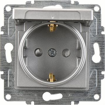 Günsan Elektrik 01401500-100138 Eqona Çocuk Korumalı Kapaklı Gümüş Topraklı Priz