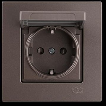 Günsan Elektrik 01403500-100138 Eqona Çocuk Korumalı Kapaklı Mocha Topraklı Priz