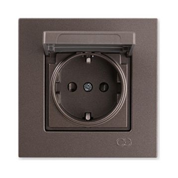 Günsan Elektrik 01403500-100138 Eqona Çocuk Korumalı Kapaklı Mocha Topraklı Priz