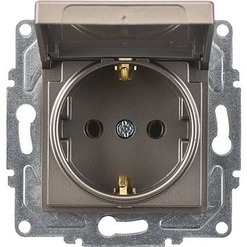Günsan Elektrik 01403500-100138 Eqona Çocuk Korumalı Kapaklı Mocha Topraklı Priz
