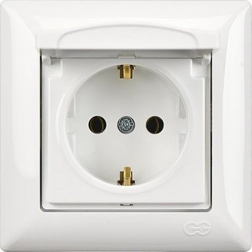 Günsan Elektrik Visage Beyaz Kapaklı Topraklı Priz + Çerçeve