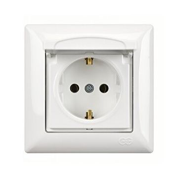 Günsan Elektrik Visage Beyaz Kapaklı Topraklı Priz