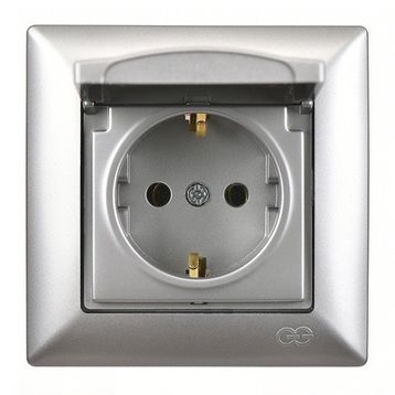 Günsan Elektrik Visage Gümüş Kapaklı Topraklı Priz