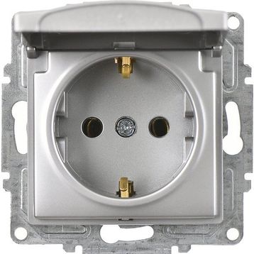 Günsan Elektrik Visage Kapaklı Gümüş Topraklı Priz Mekanizma