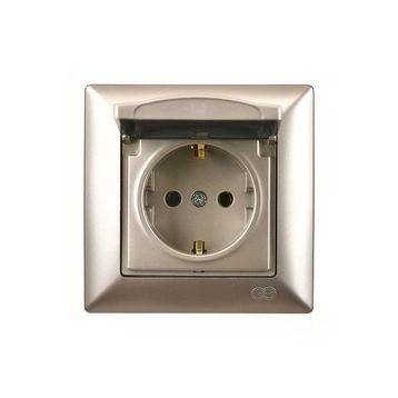 Günsan Elektrik Visage Metalik Bej Kapaklı Topraklı Priz