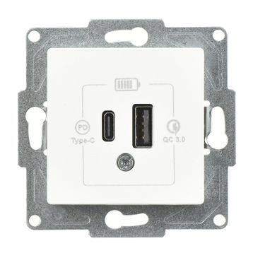 Günsan Eqona 2 Çıkışlı Usb Beyaz Şarj Prizi Mekanizma
