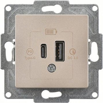 Günsan Eqona 2 Çıkışlı Usb Metalik Bej Şarj Prizi Mekanizma