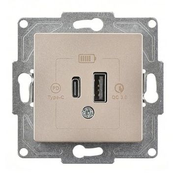 Günsan Eqona 2 Çıkışlı Usb Metalik Bej Şarj Prizi Mekanizma